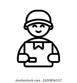 Courier Line Vector Illustration On White Background.