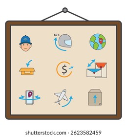 Courier logistics set. Vector illustration