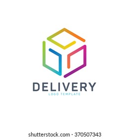 Courier Logo. Box Delivery Logo. Colorful Box Logo. Send Logo. Transport Logo. Package Logo
