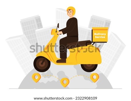Courier man calls customer to confirm order is being shipped illustration