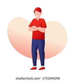 Courier Man character pose in flat design style. Dressed in delivery service uniform. Vector illustration.