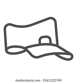 Courier man hat line icon, summertime headwear concept. Vector graphics. Summer cap sign on white background, outline style icon for mobile or web design