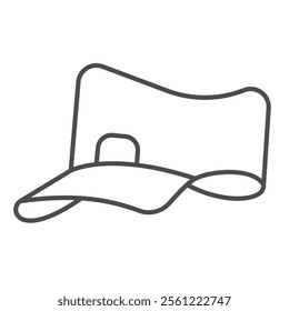 Courier man hat thin line icon, summertime headwear concept. Vector graphics. Summer cap sign on white background, outline style icon for mobile or web design