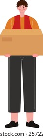 Courier Man Holding Package Illustration