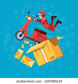 courier man of logistic service in motorcycle