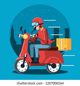 courier man of logistic service in motorcycle