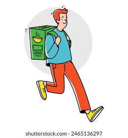 Kurier-Mann läuft mit Befehl . Vektorillustration