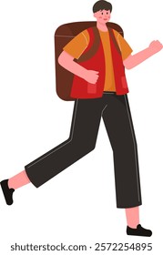 Courier Man Running with Package Bag Illustration