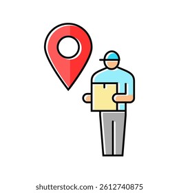 courier map location color icon vector. courier map location sign. isolated symbol illustration