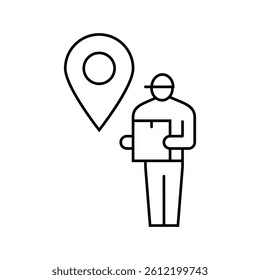 courier map location line icon vector. courier map location sign. isolated contour symbol black illustration