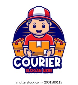 Courier Mascot Character Cartoon Logo Template