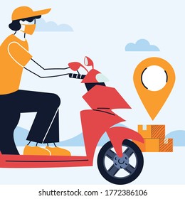 courier with merchandise location vector illustration desing