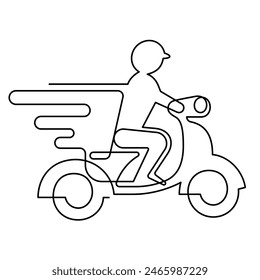 courier messenger continuous line drawing vector illustration