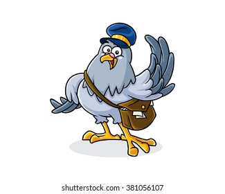 courier messenger pigeon mascot cartoon character