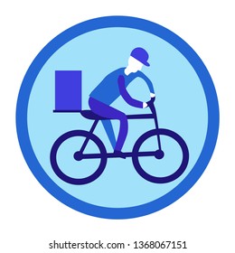 Courier on the bike. Courier delivery icon. Vector illustration.