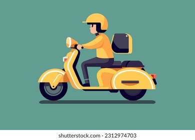 
Courier on bike, vector image