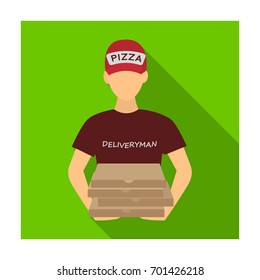 Courier on the delivery of pizza. Logistics and delivery single icon in flat style isometric vector symbol stock illustration web.