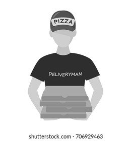 Courier on the delivery of pizza. Logistics and delivery single icon in monochrome style isometric vector symbol stock illustration web.