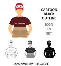 Courier on the delivery of pizza. Logistics and delivery single icon in cartoon style isometric vector symbol stock illustration web.