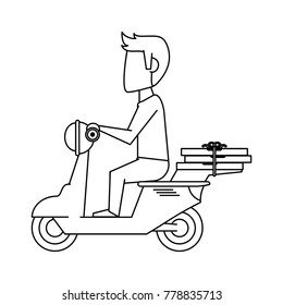 Courier on scooter cartoon