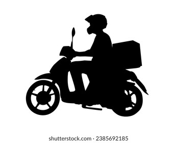 courier on a scooter. Food delivery. Pizza