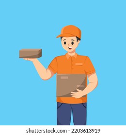 Courier with Package Character Illustration