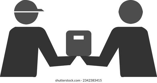 the courier passes the parcel to the customer