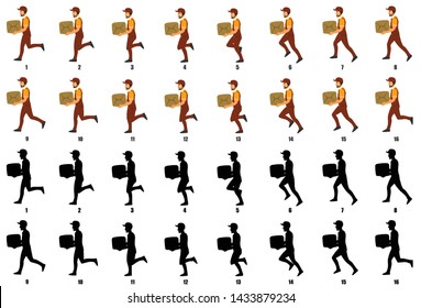 Courier Person Character Run cycle Animation Sequence