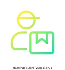 Courier pixel perfect gradient linear ui icon. Shipment service. Door to door delivery of package. Line color user interface symbol. Modern style pictogram. Vector isolated outline illustration