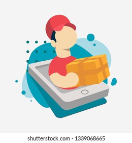 Courier Profession. Flat vector illustration on white background. EPS 10