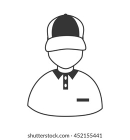 Courier profile in black and white colors, vector illustration graphic.