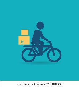 courier rides a bicycle icon