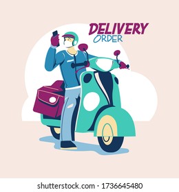 Courier safe food and grocery delivery at home during Coronavirus Covid-19 epidemic