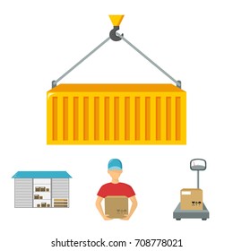 Courier, scales, container, warehouse. Logistic,set collection icons in cartoon style vector symbol stock illustration web.