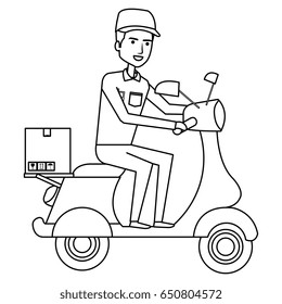 courier in scooter icon