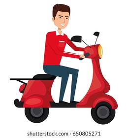 courier in scooter icon