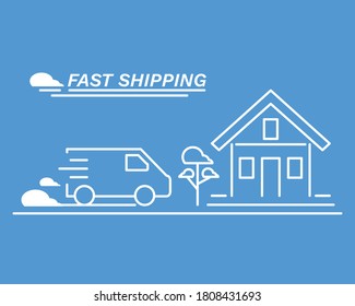 Courier service concept vector illustration of shipping to home and free delivery