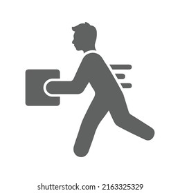 Kurier, Service, Paket, Liefersymbol. Graue Vektorgrafiken.
