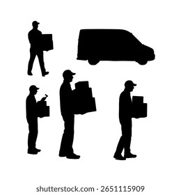 Courier Service silhouette icon vector flat illustration on white background.