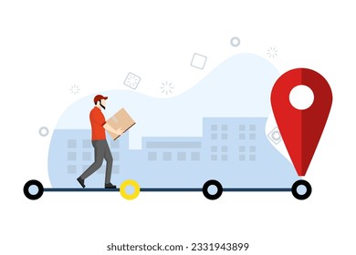 Courier services, delivery, logistics. courier with large packages. delivery tracking concept. Online delivery service or delivery tracking mobile app concept. flat vector illustration.