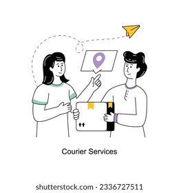 Ilustración del vector de diseño de estilo plano de Courier Services. Ilustración de acciones