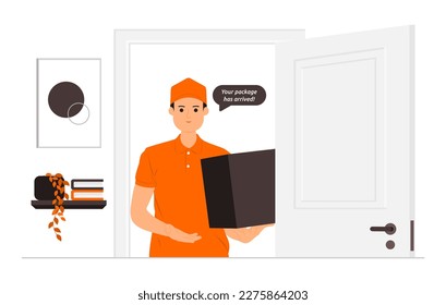 Courier services illustration. Delivery man concept illustration