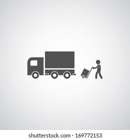 courier services symbol on gray background 