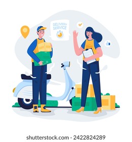 Courier shipping agent profile team delivery service illustration