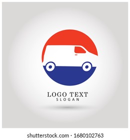 Courier, Shipping & Delivery Van Logo. Symbol & Icon Vector Template.