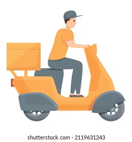 Courier smartphone icon cartoon vector. Scooter delivery. Food man