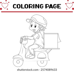  courier with transportation coloring page for kids