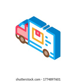 Courier Truck Icon Vector. Isometric Courier Truck sign. color isolated symbol illustration