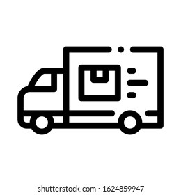 Courier Truck Icon Vector. Outline Courier Truck Sign. Isolated Contour Symbol Illustration