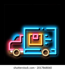 Courier Truck neon light sign vector. Glowing bright icon Courier Truck sign. transparent symbol illustration